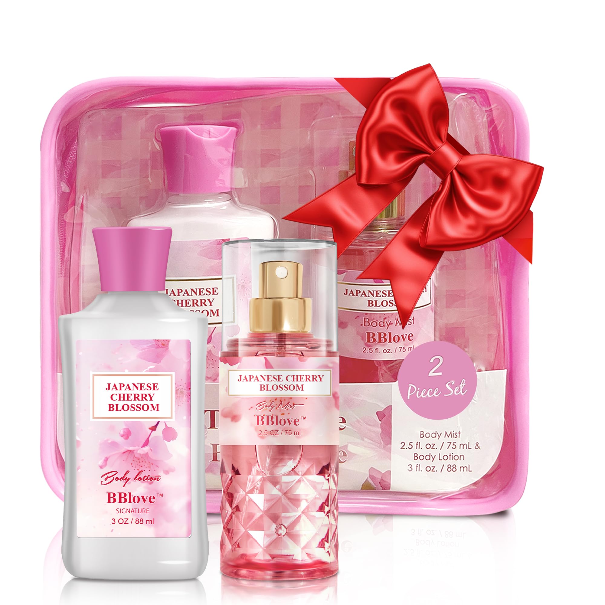 BBlove Japanese Cherry Blossom Gift Set – 2-Piece Travel Skincare Duo (3oz Lotion + 2.5oz Mist)