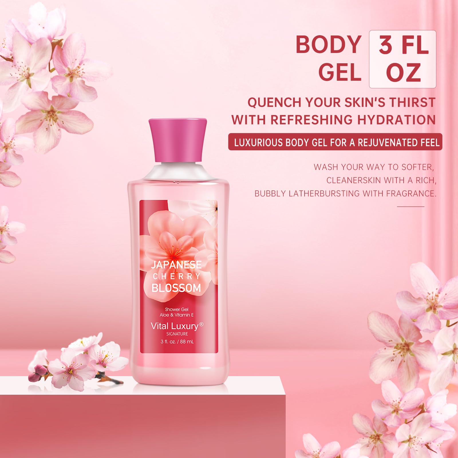 BBlove Japanese Cherry Blossom Spa Gift Set – 3-Piece Travel Bath & Body Kit