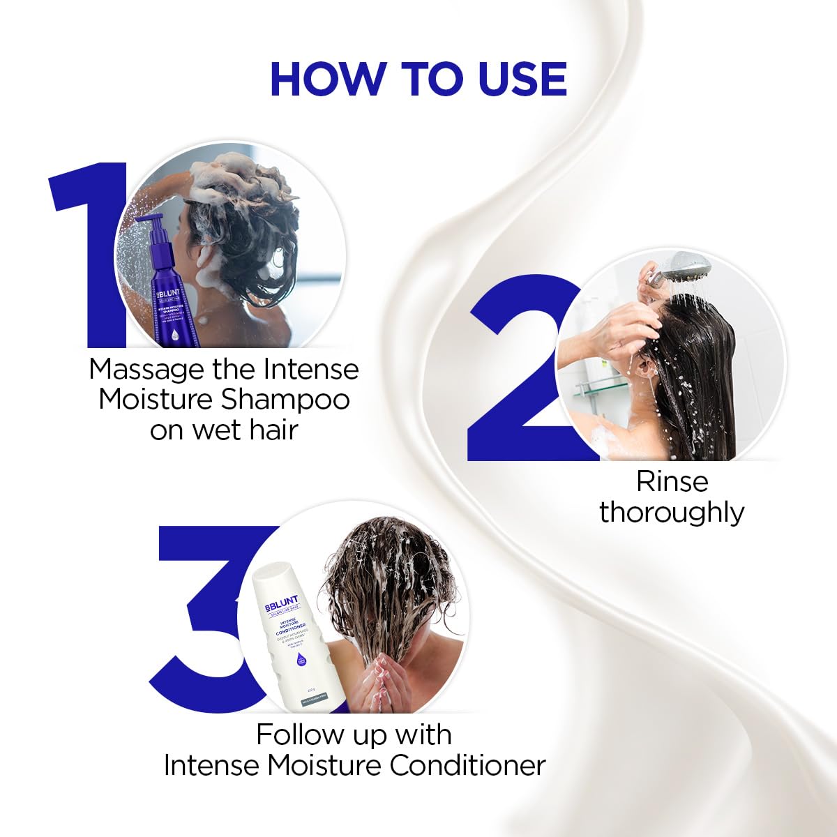 BBLUNT Intense Moisture Shampoo & Conditioner Duo – 300 ml + 250 g | Hydrating Hair Care