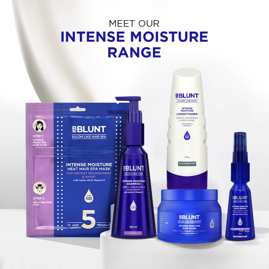 BBLUNT Intense Moisture Shampoo & Conditioner Duo – 300 ml + 250 g | Hydrating Hair Care