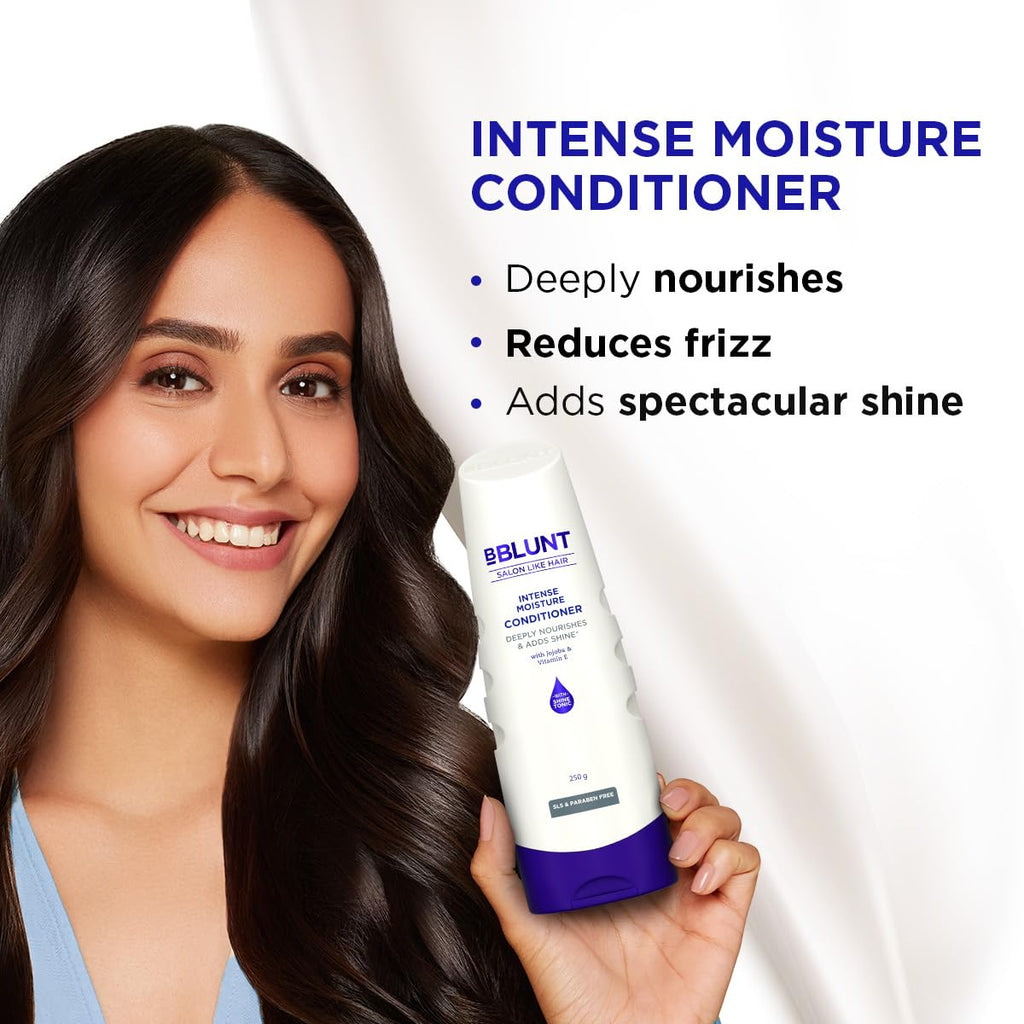 BBLUNT Intense Moisture Shampoo & Conditioner Duo – 300 ml + 250 g | Hydrating Hair Care