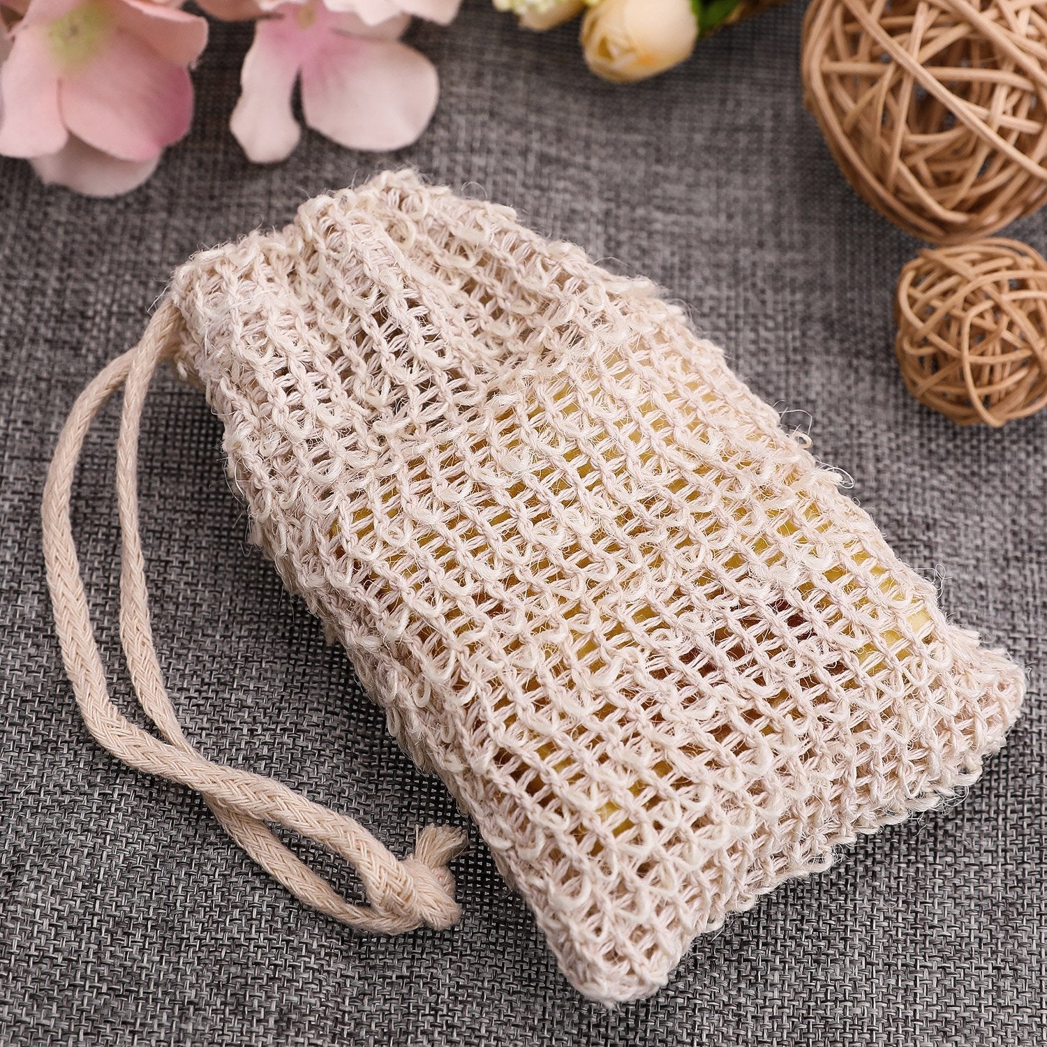 BBTO 15-Piece Soap Saver Bag | Exfoliating Sisal Mesh Pouch