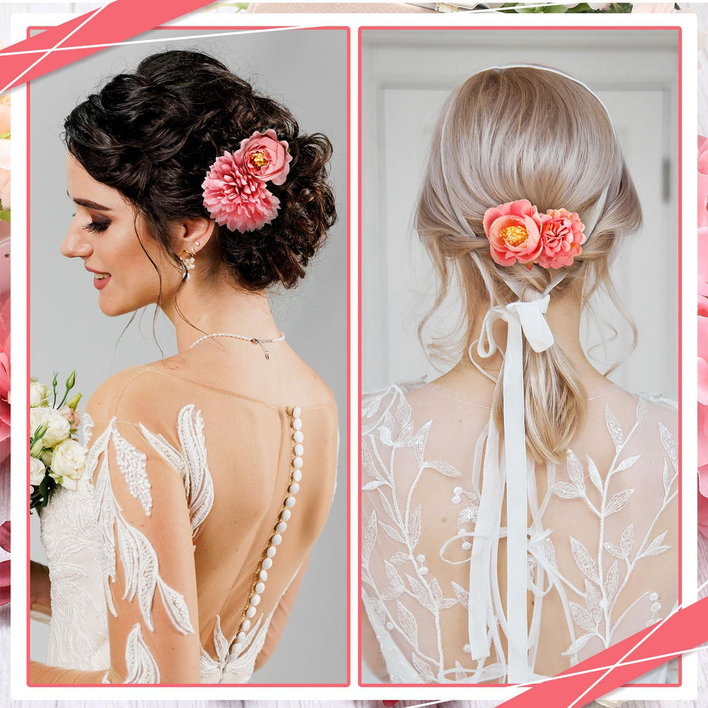 BBTO 21 Pcs Flower Hair Clips – 3D Rose Barrettes for Weddings & Boho Style (Light Pink)