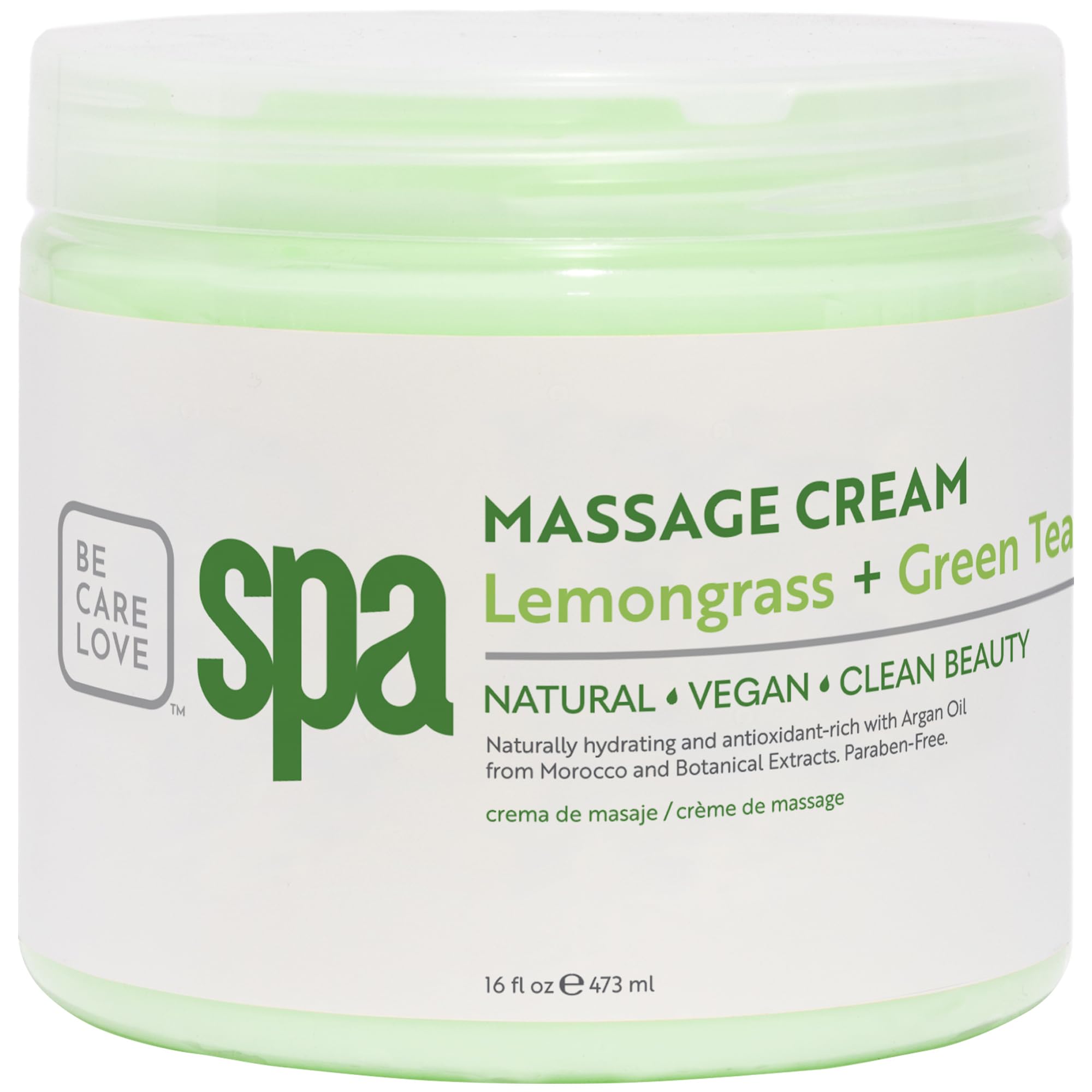 BCL SPA Massage Cream with Lemongrass + Green Tea – Hydrating Body Lotion, 16 oz