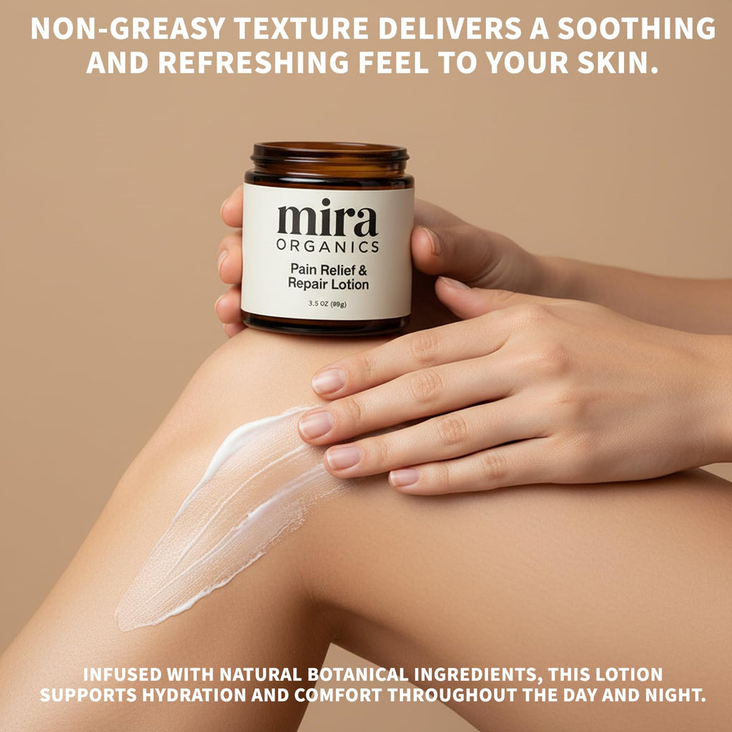 BDQBDQ Mira Organics Pain Relief Cream – Fast-Absorbing Magnesium & Arnica Lotion, Plant-Based, 3.5 oz