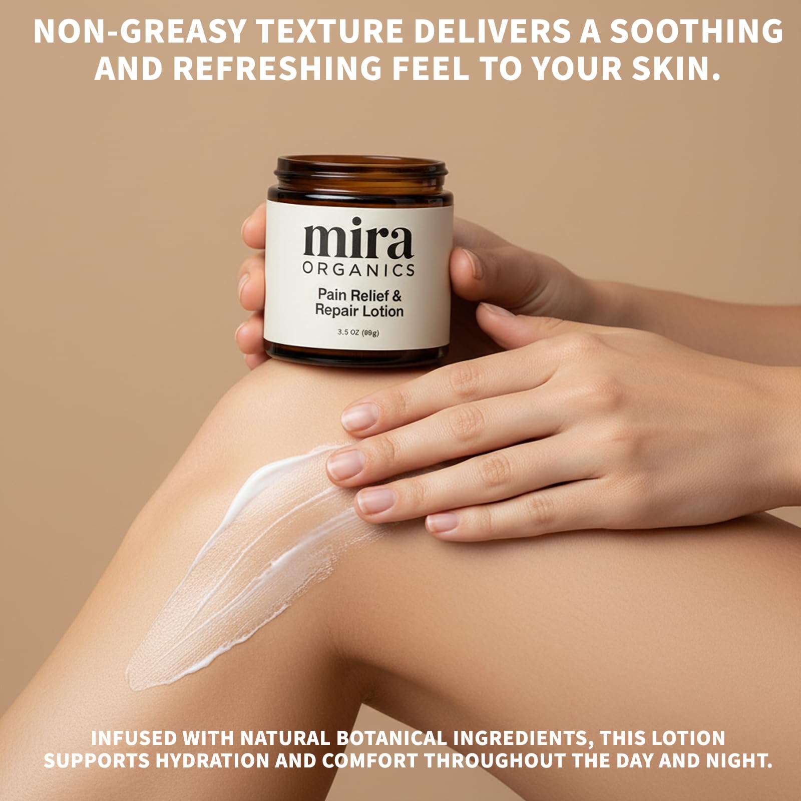 BDQBDQ Mira Organics Pain Relief Cream – Fast-Absorbing Magnesium & Arnica Lotion, Plant-Based, 3.5 oz