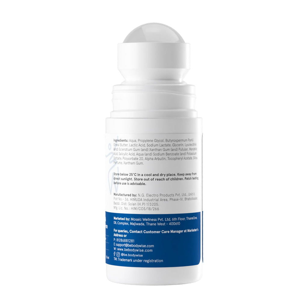 Be Bodywise Deodorant Roll On – Aluminum Free, Alcohol Free, AHA/BHA, Probiotic Freshness, Floral Scent (1.7 oz)