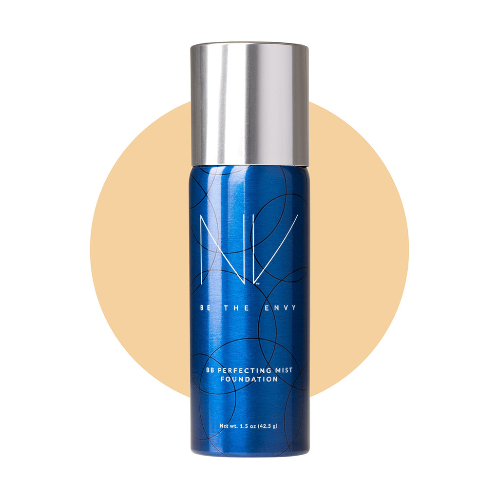 BE THE ENVY NV Perfecting Mist Foundation – Warm Sand | Hypoallergenic, Buildable Coverage, Airbrush Finish