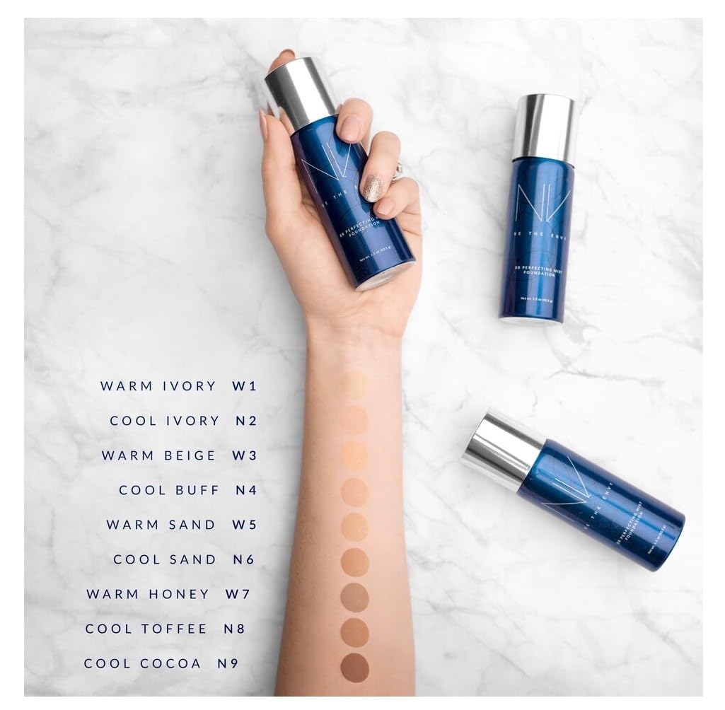 BE THE ENVY NV Perfecting Mist Foundation – Cool Sand | Airbrush Finish, Buildable Coverage, Clean Beauty