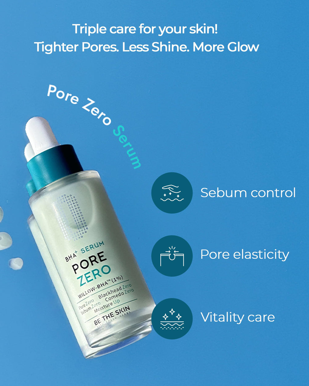 BE THE SKIN Pore Zero BHA Exfoliating Serum – Willow Bark BHA + AHA for Clear Pores & Refined Texture