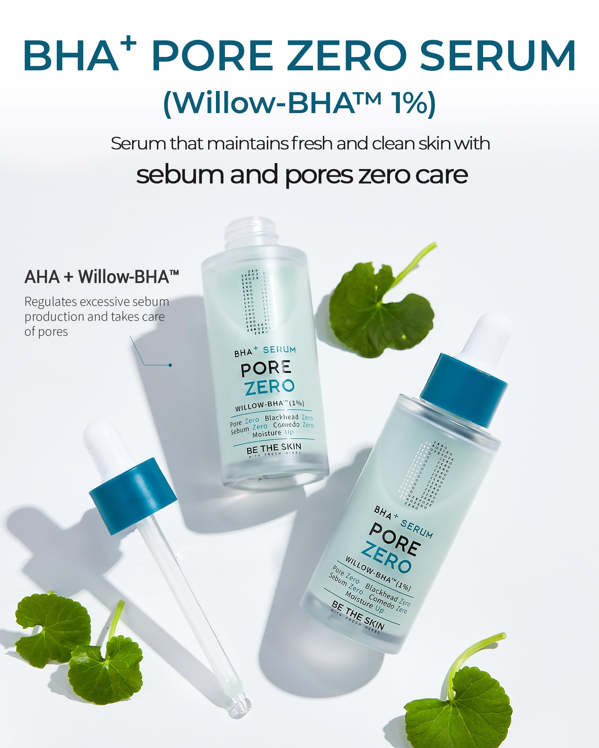 BE THE SKIN Pore Zero BHA Exfoliating Serum – Willow Bark BHA + AHA for Clear Pores & Refined Texture