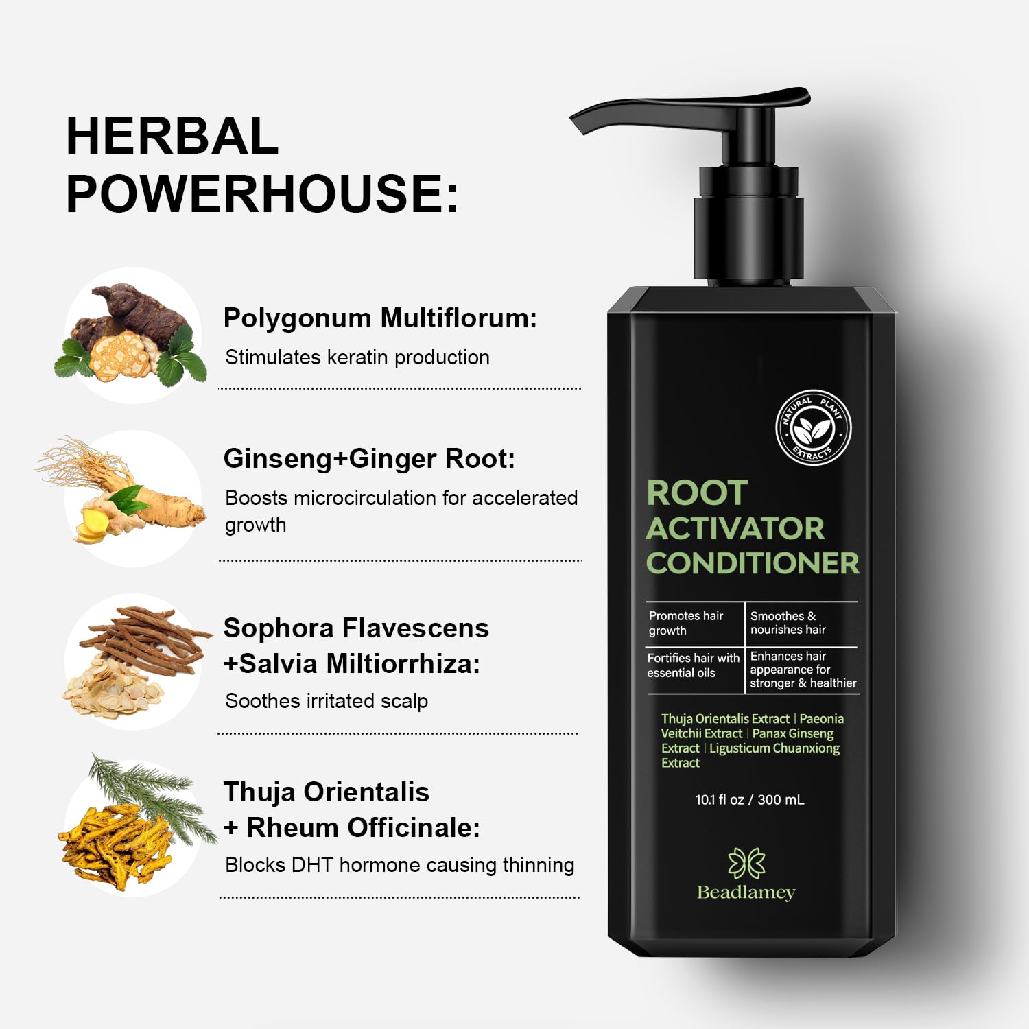 Beadlamey Root Activator Conditioner – Hair Growth for Men & Women, 10.1 fl oz