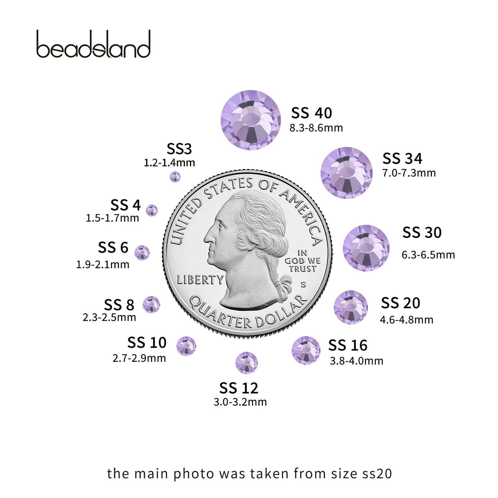 Beadsland 2880 Violet Flat Back Rhinestones | Nail Art & Crafts SS20 4.6-4.8mm