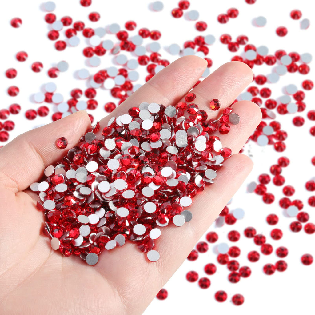 Beadsland Flatback Red Rhinestones SS10 2.7-2.9mm | 14,400 Pcs for Crafts, Clothes & DIY Decor | Light Siam