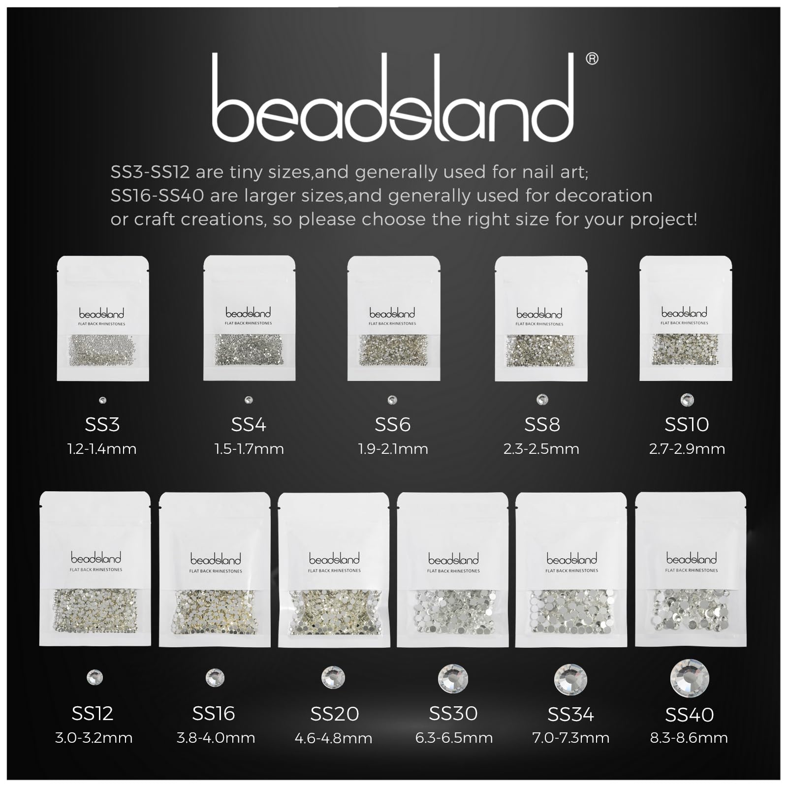 Beadsland Light Pink 10mm SS50 Flat Back Crystal Rhinestones – 144pcs for Nail Art & Craft
