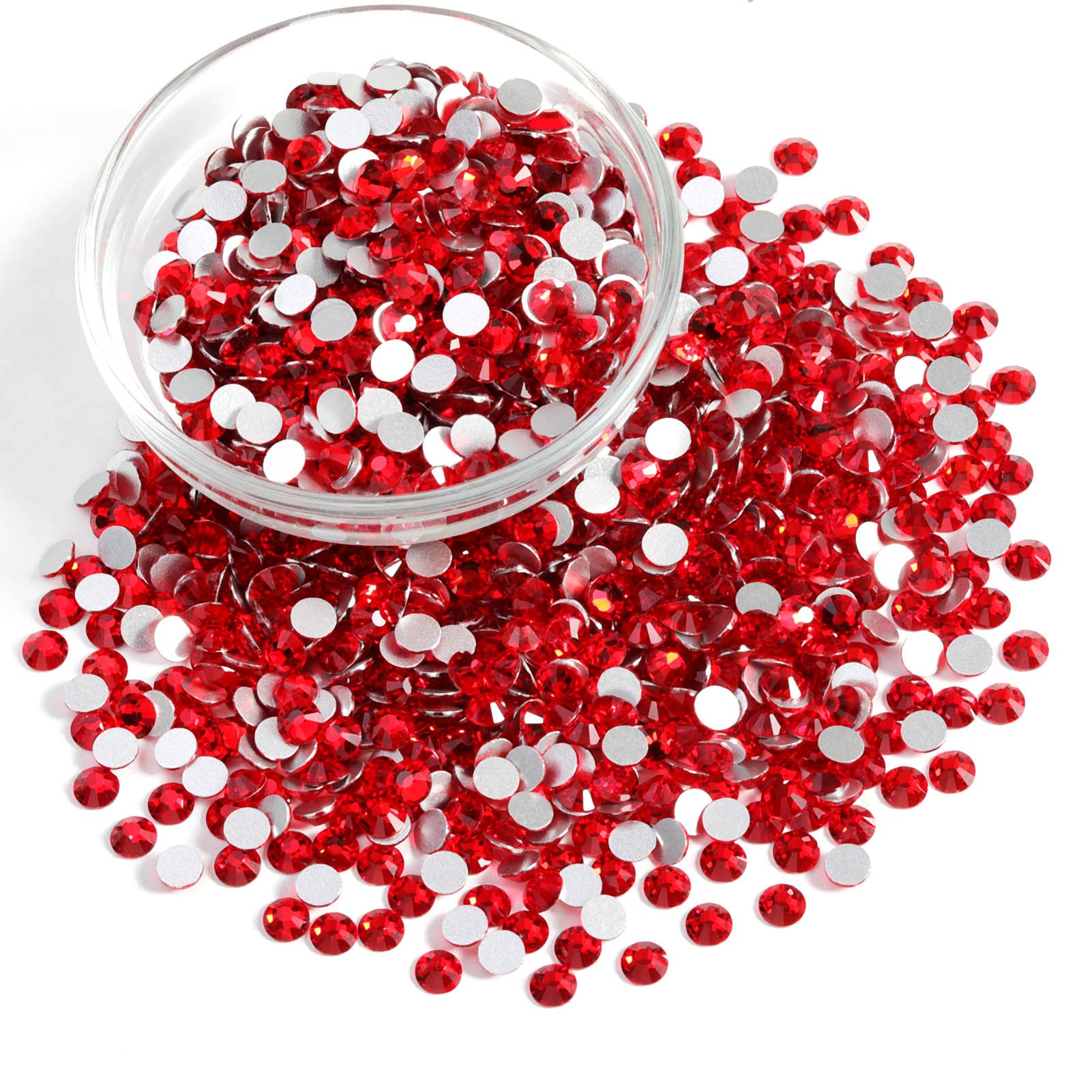 Beadsland Flatback Red Rhinestones SS10 2.7-2.9mm | 14,400 Pcs for Crafts, Clothes & DIY Decor | Light Siam