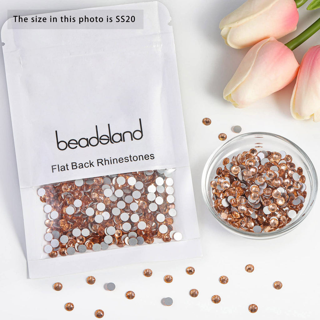 BEADSLAND Champagne Flat-Back Rhinestones 10mm SS50 – 144pcs