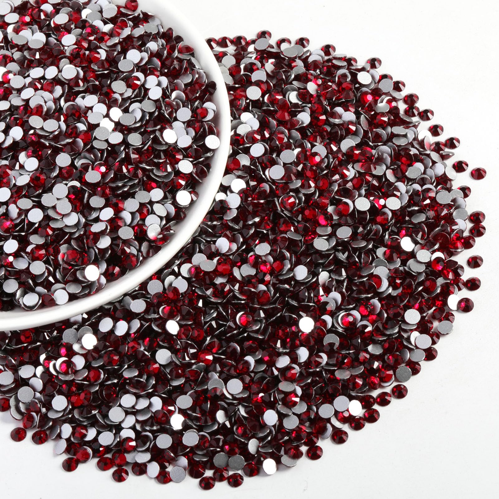 BEADSLAND Dark Siam Flatback Rhinestones Bulk - 14,400pcs SS6 1.9-2.1mm for Nails, Crafts, Clothes