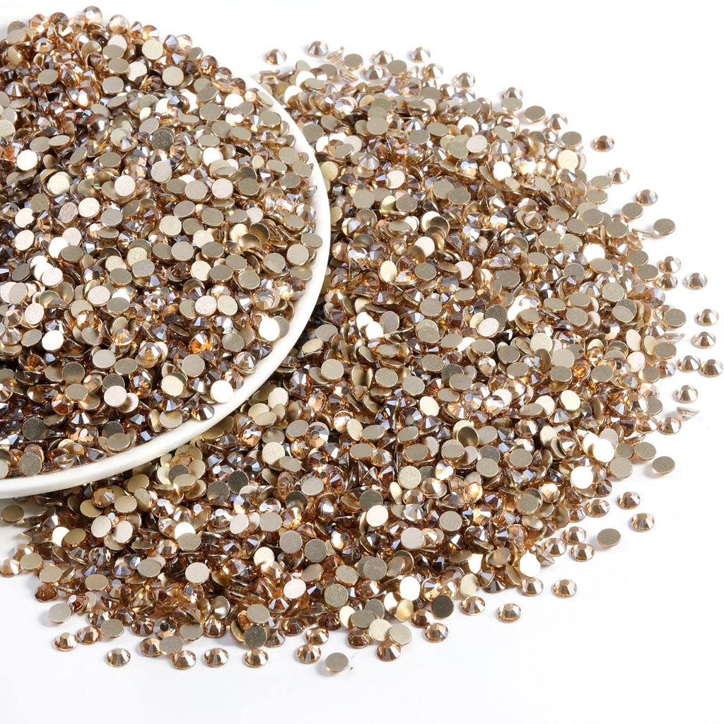BEADSLAND Beadsland Flatback Rhinestones Bulk 14,400pcs Gold SS6 1.9-2.1mm for Nails, Crafts & DIY Decoration