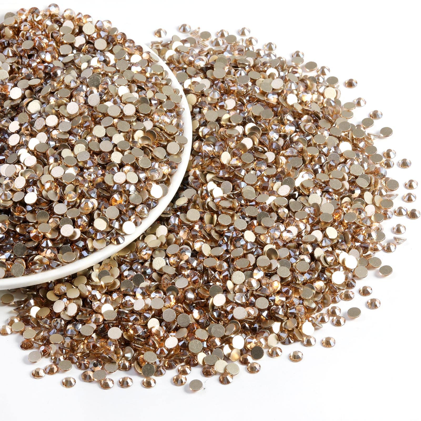 BEADSLAND Beadsland Flatback Rhinestones Bulk 14,400pcs Gold SS6 1.9-2.1mm for Nails, Crafts & DIY Decoration