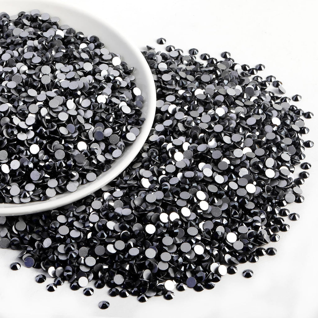 Beadsland Flatback Rhinestones Bulk – 14,400 SS10 Jet Hematite 2.7-2.9mm for Nails, Crafts, and Fashion