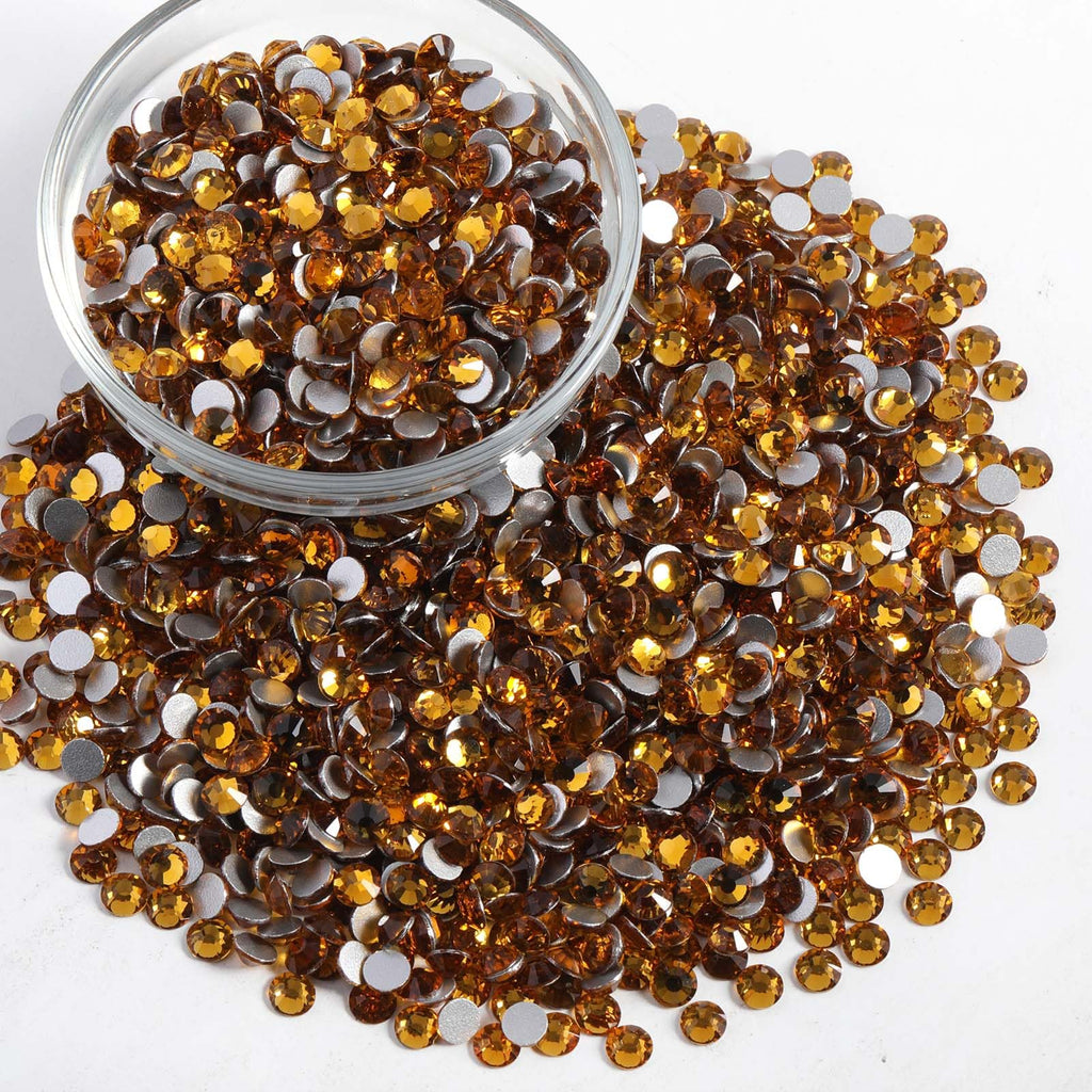 BEADSLAND Flatback Rhinestones Bulk Topaz SS10 2.7-2.9mm – 14,400pcs