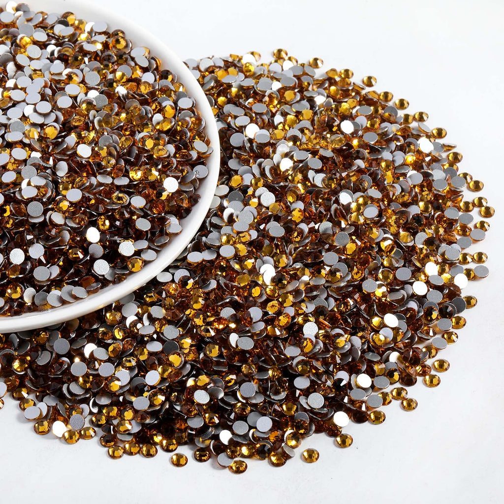 Beadsland Flatback Topaz Rhinestones SS6 1.9-2.1mm | 14,400pc Bulk for Nails & Crafts