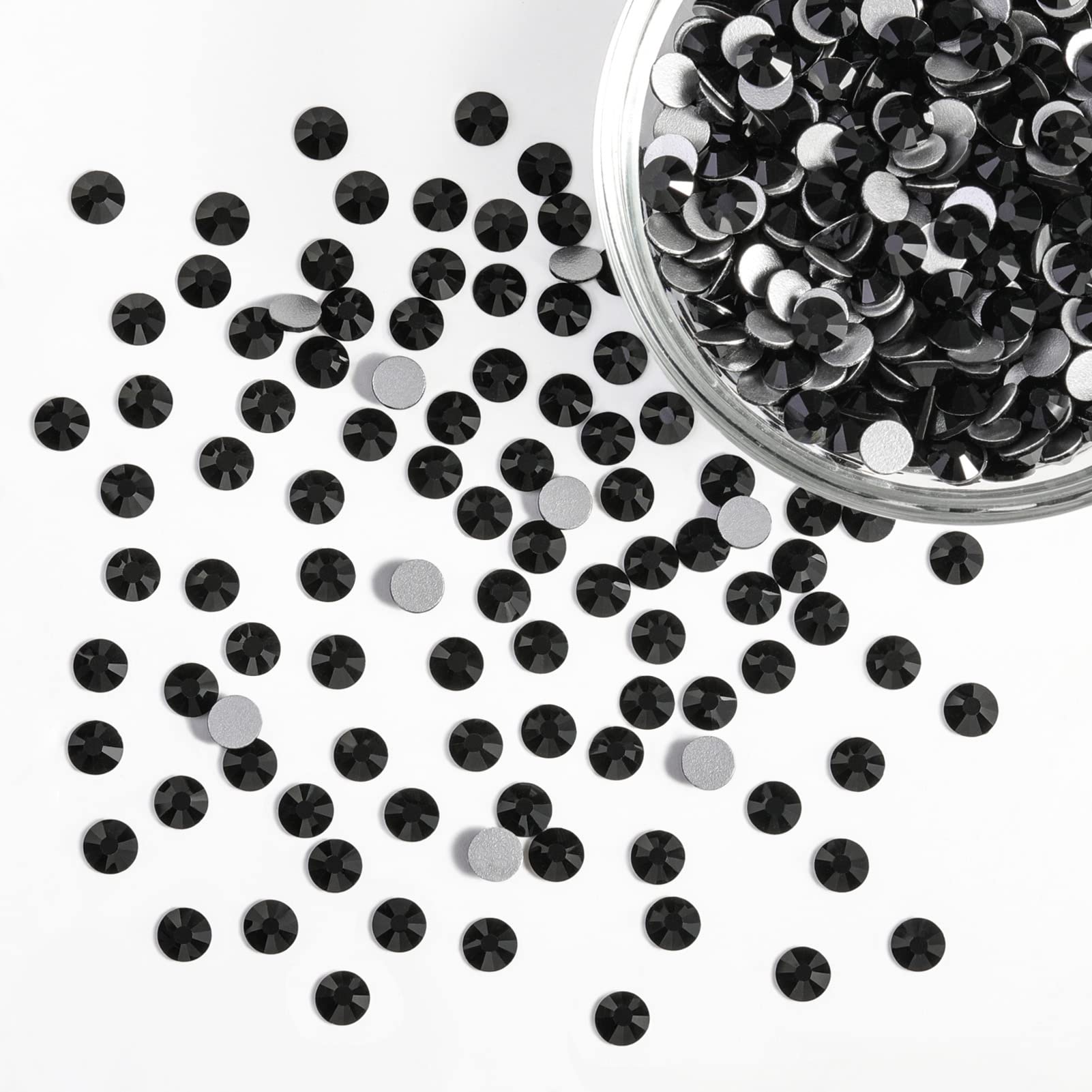 BEADSLAND Beadsland Flatback Rhinestones Bulk – 14,400 pcs Jet Black SS10 2.7-2.9mm