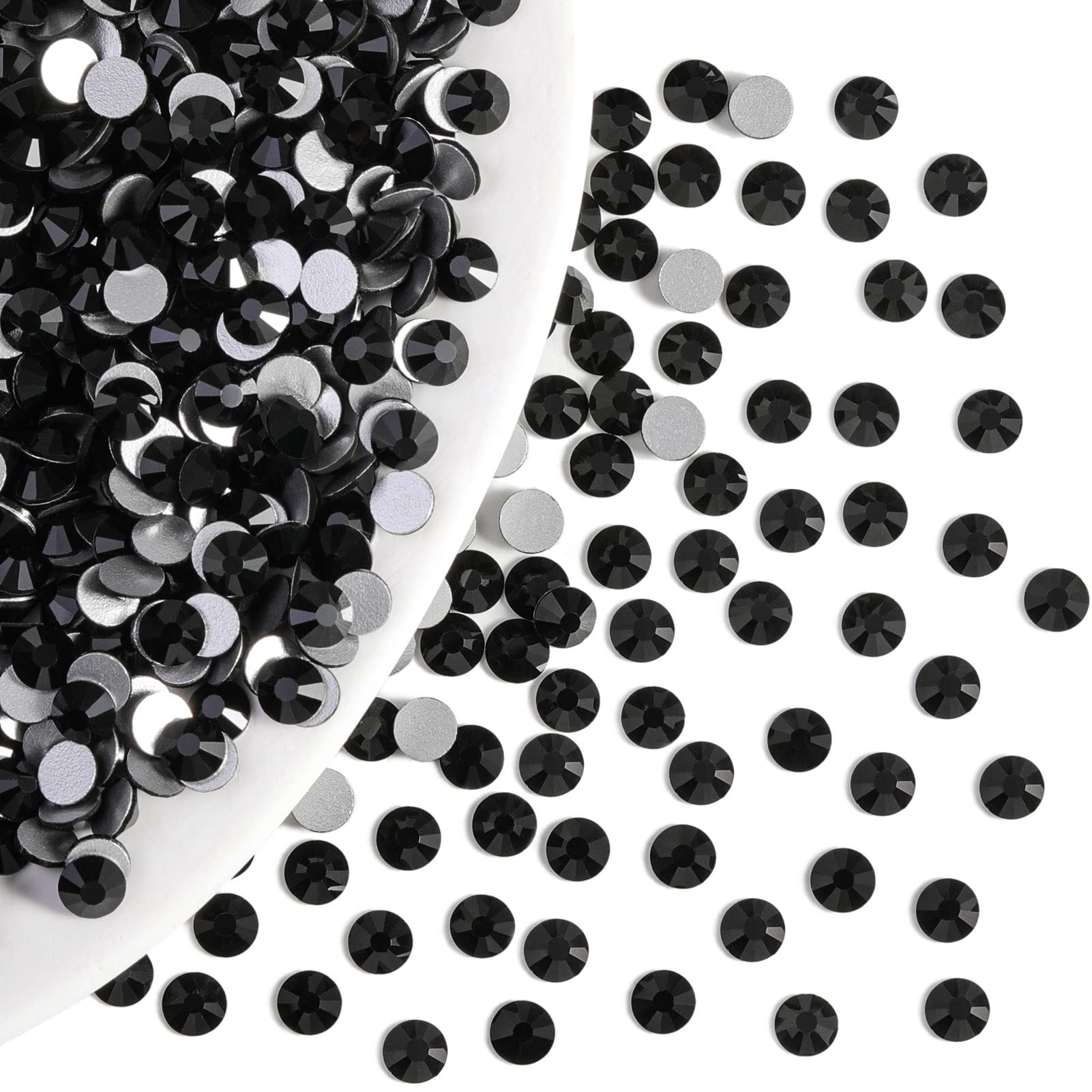 BEADSLAND Flatback Rhinestones Bulk – 14400pcs Jet Black SS8 2.3–2.5mm for Nails & Crafts