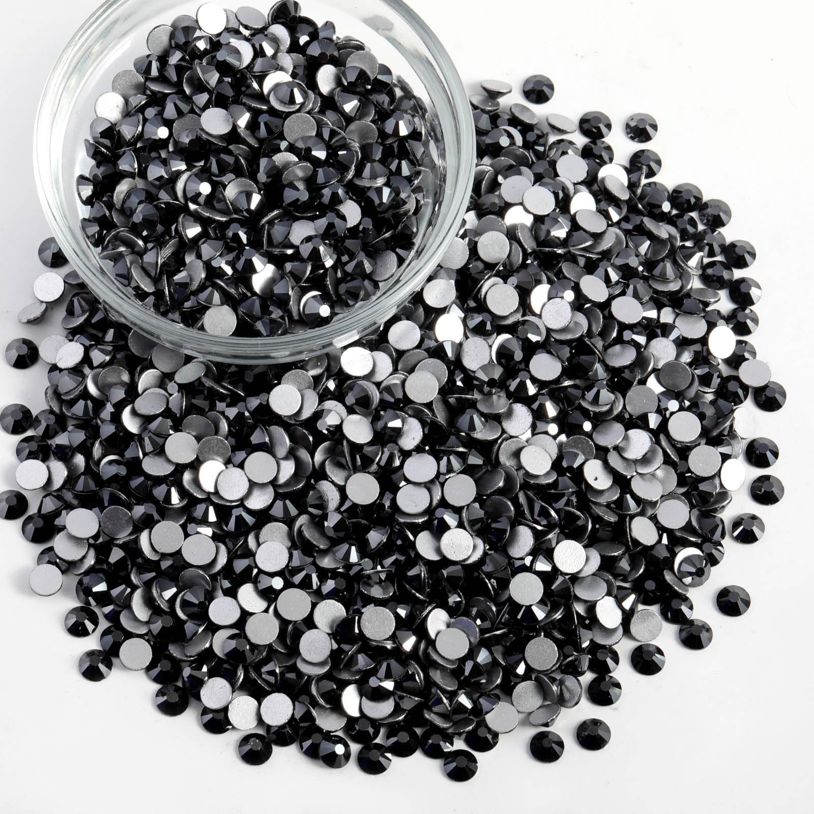 Beadsland Flatback Rhinestones Bulk – 14,400 SS10 Jet Hematite 2.7-2.9mm for Nails, Crafts, and Fashion