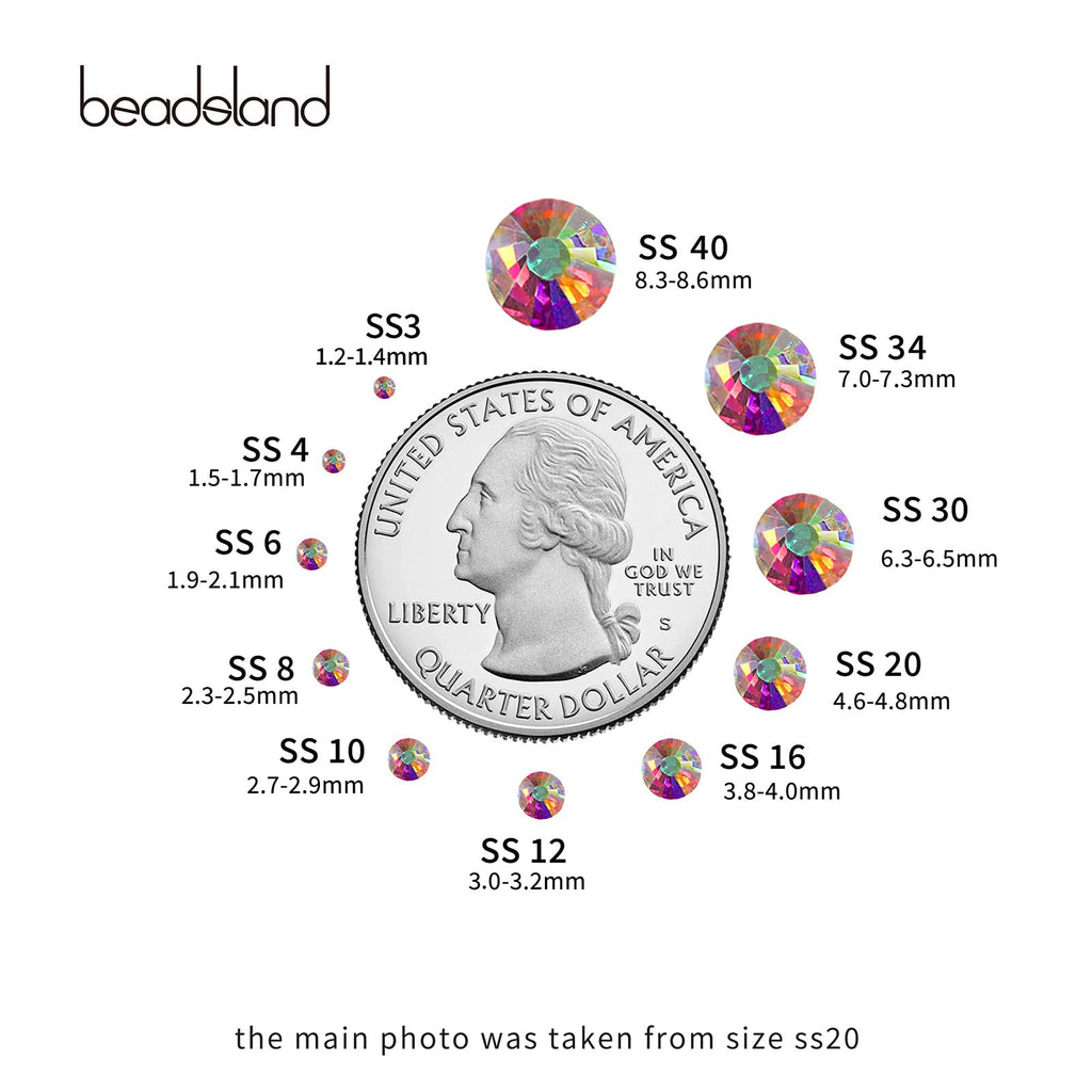 Beadsland 2880 Crystal AB Rhinestones – SS20 4.6–4.8mm for Nail Art