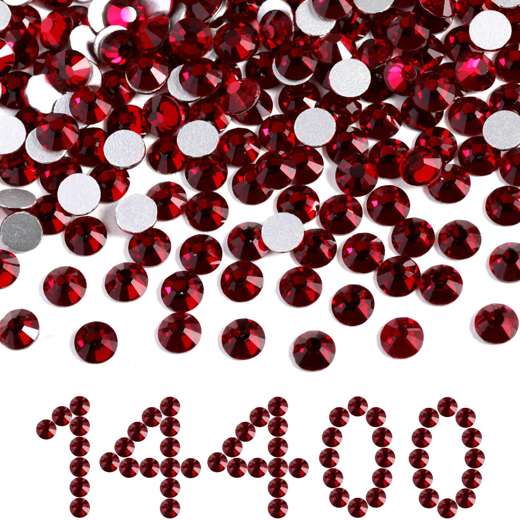 BEADSLAND Dark Siam Flatback Rhinestones Bulk - 14,400pcs SS6 1.9-2.1mm for Nails, Crafts, Clothes