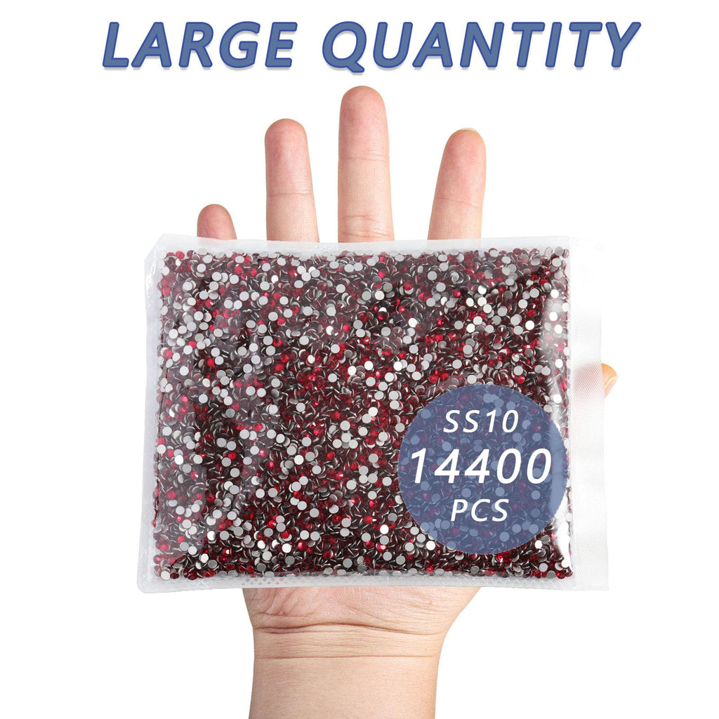 BEADSLAND Flatback Red Rhinestones Bulk – 14,400 SS10 2.7-2.9mm for Nails, Crafts & DIY