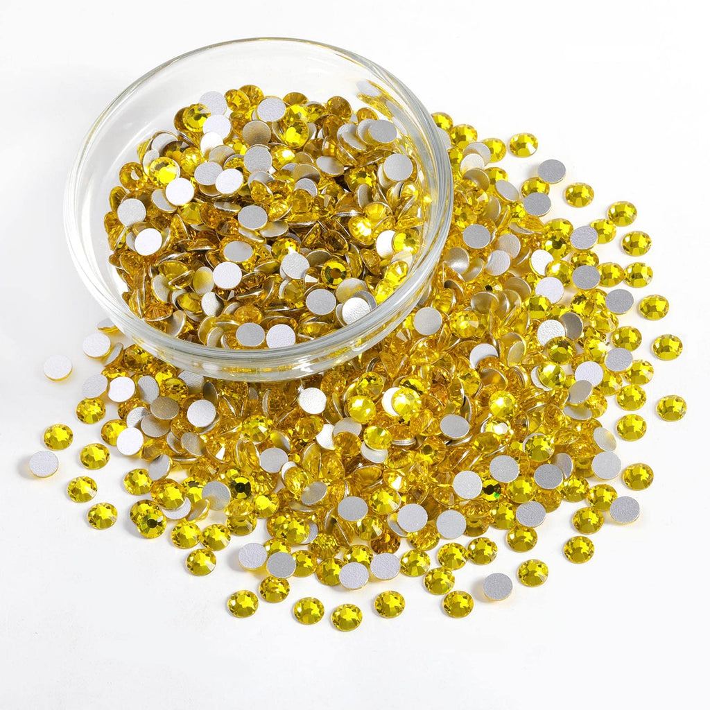 Beadsland Flatback Rhinestones Bulk – 14,400 Yellow Citrine SS6 1.9-2.1mm for Nails, Crafts & DIY