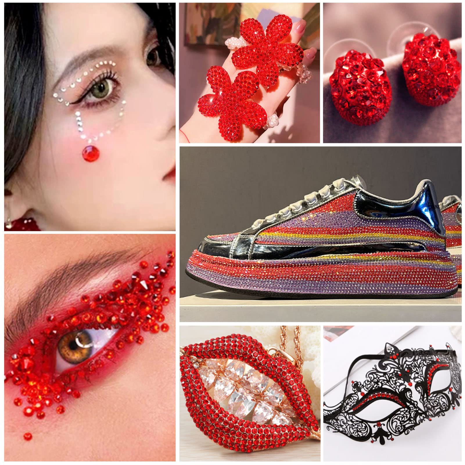 Beadsland Flatback Red Rhinestones SS10 2.7-2.9mm | 14,400 Pcs for Crafts, Clothes & DIY Decor | Light Siam
