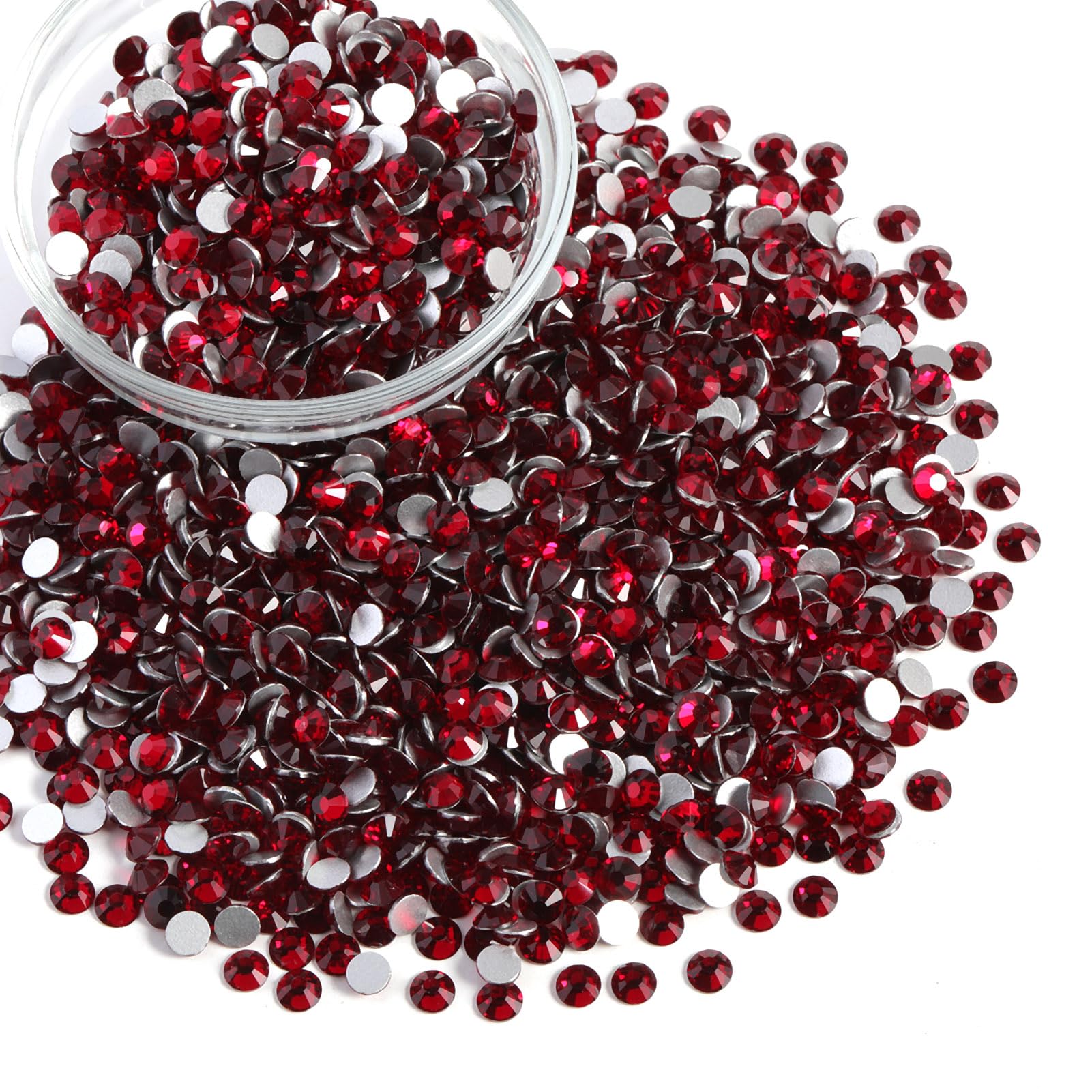 BEADSLAND Dark Siam Flatback Rhinestones Bulk - 14,400pcs SS6 1.9-2.1mm for Nails, Crafts, Clothes