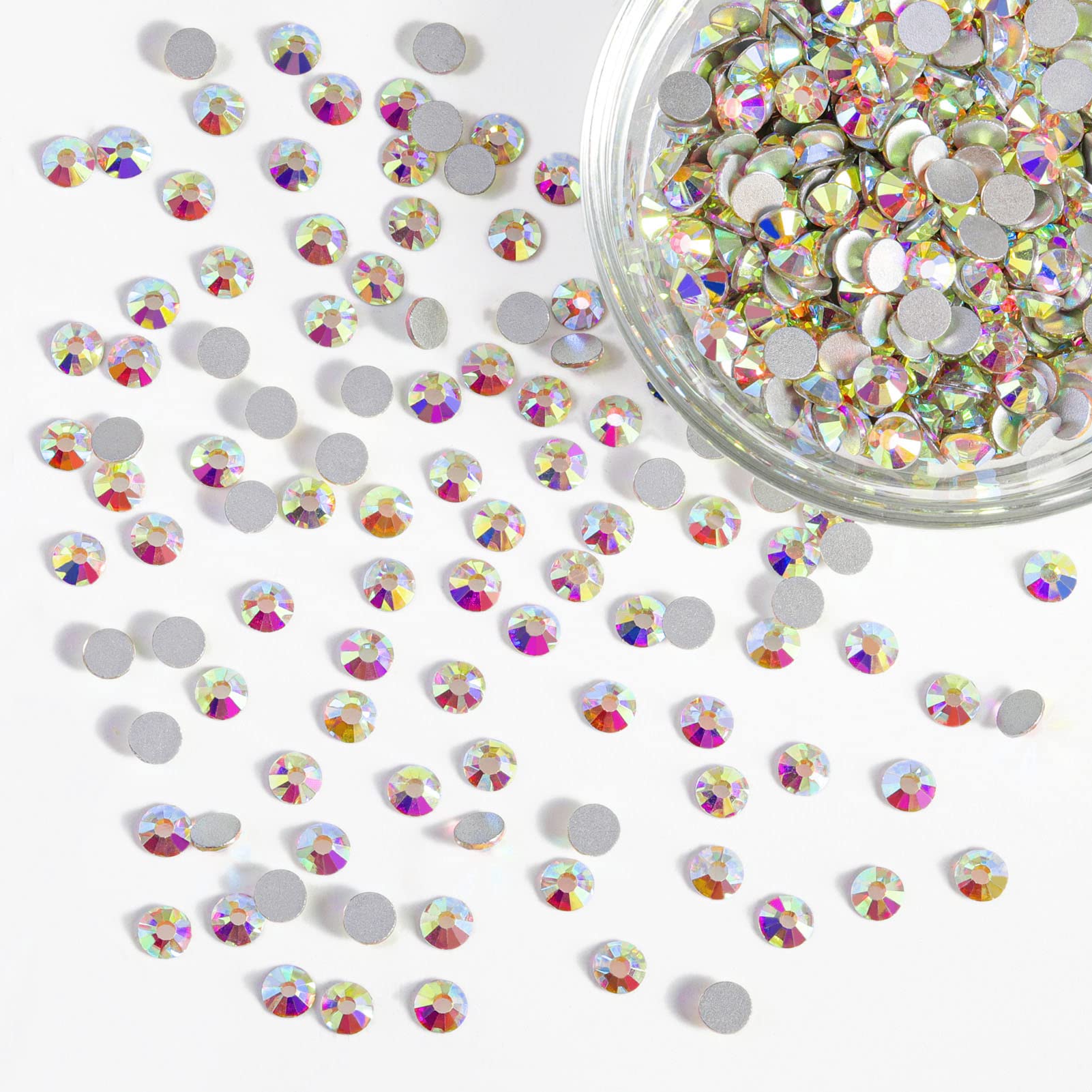 BEADSLAND Flatback Rhinestones Bulk 14,400pcs SS10 Crystal AB 2.7–2.9mm