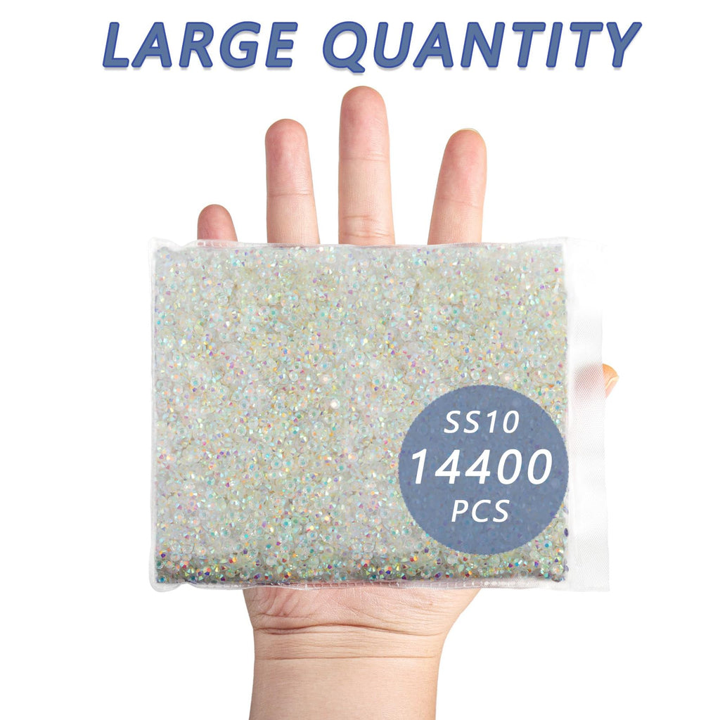 Beadsland Flatback Rhinestones Bulk 14400pcs Crystal AB SS10 2.7-2.9mm