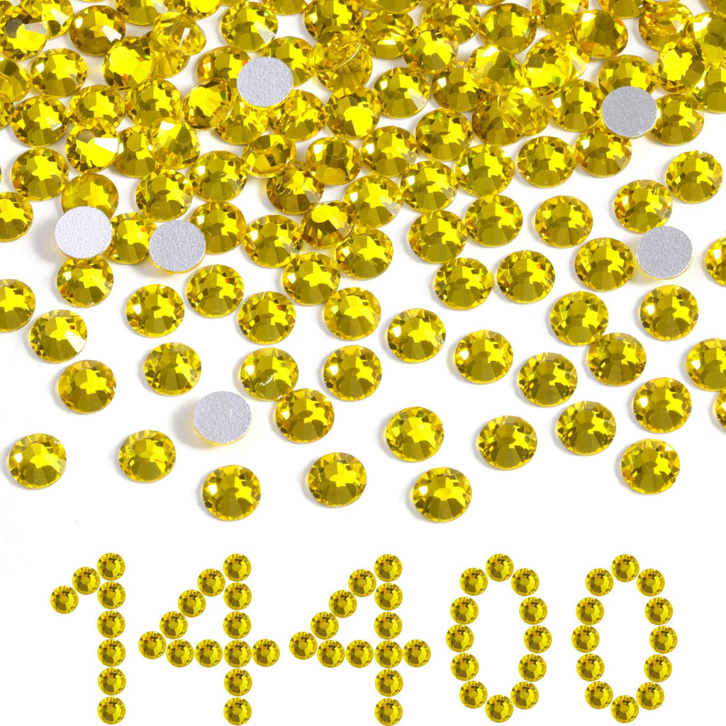 Beadsland Flatback Rhinestones Bulk – 14,400 Yellow Citrine SS6 1.9-2.1mm for Nails, Crafts & DIY