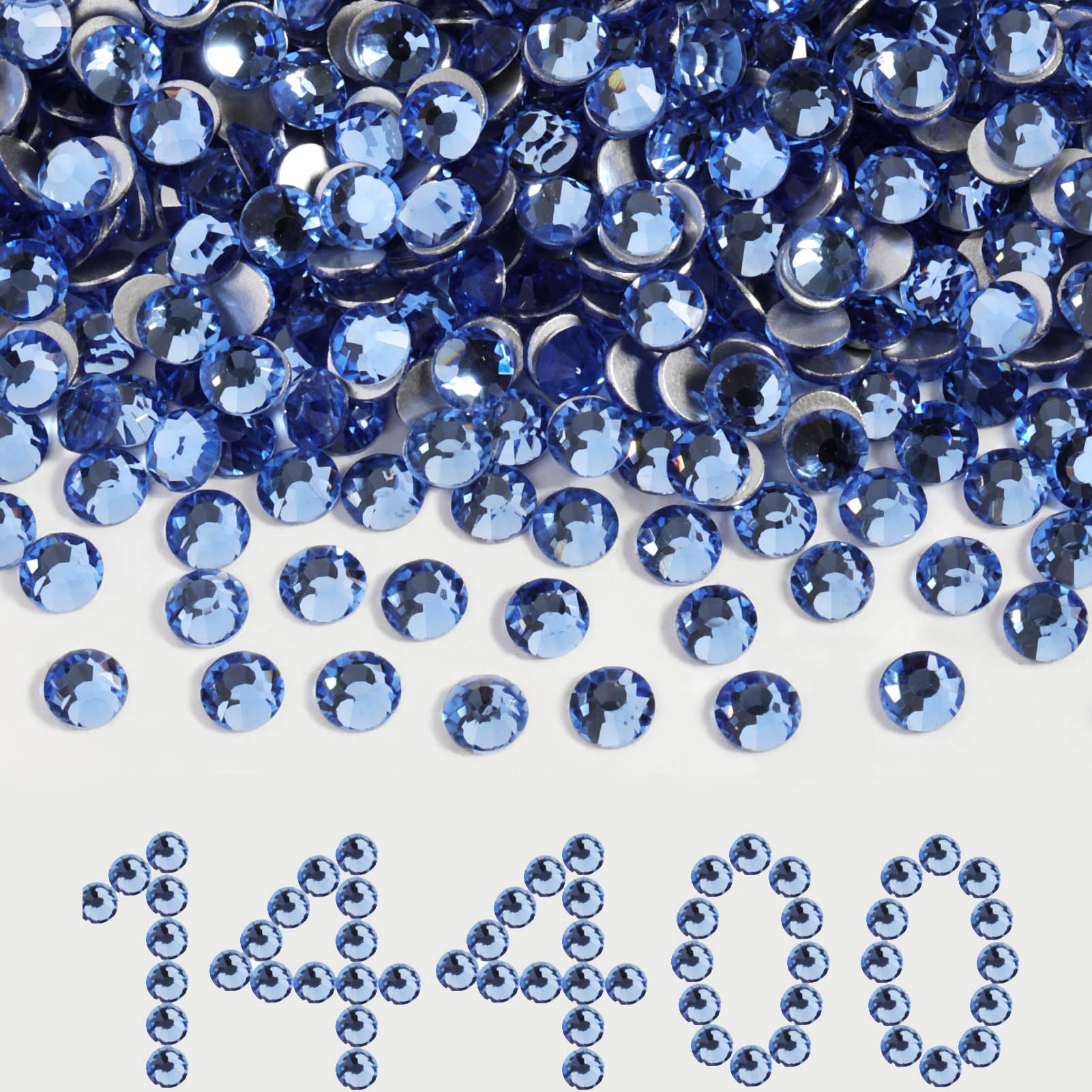 BEADSLAND Flatback Rhinestones Bulk – Light Sapphire SS10 2.7-2.9mm, 14,400 pcs