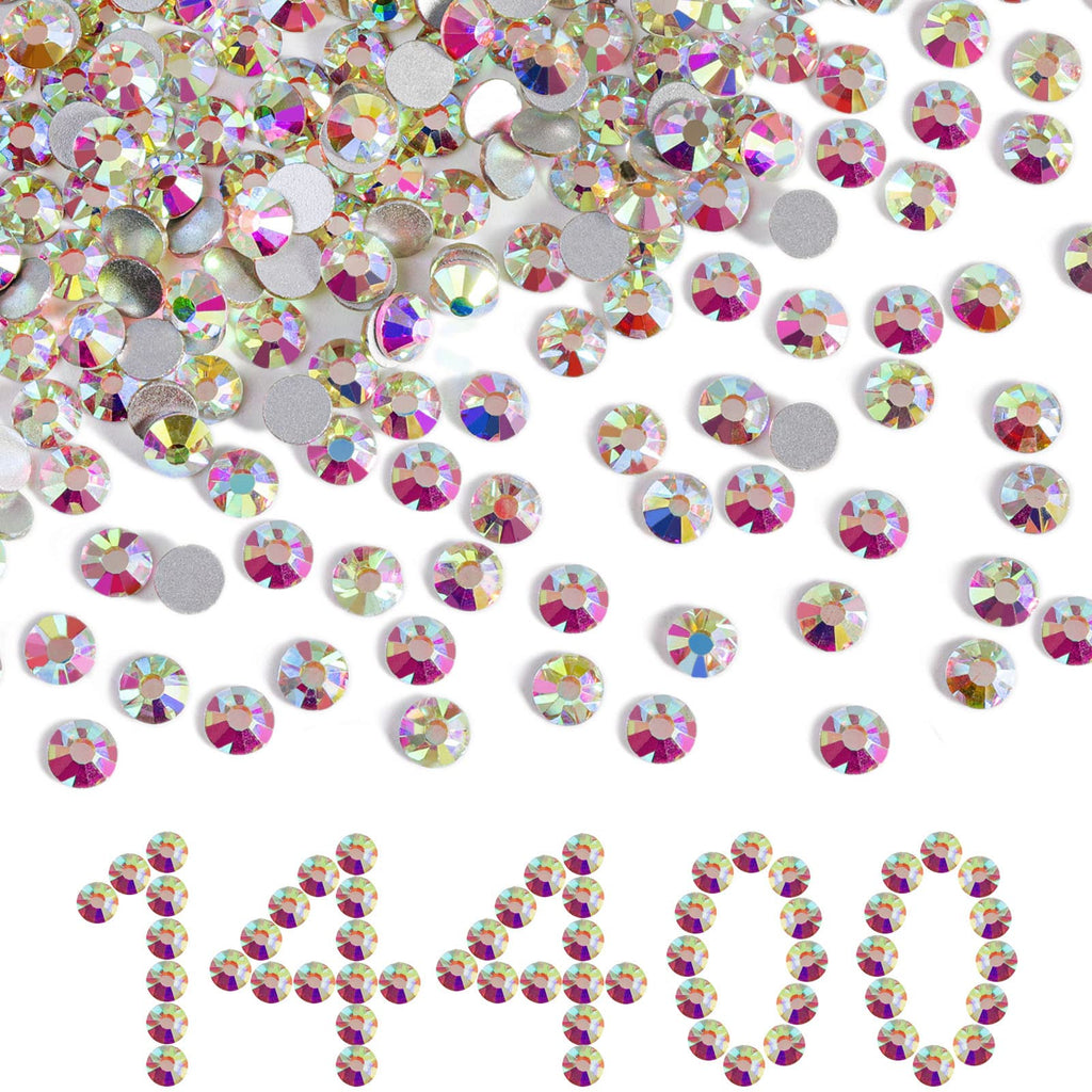 BEADSLAND Flatback Rhinestones Bulk 14,400pcs SS10 Crystal AB 2.7–2.9mm