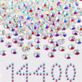 Beadsland Flatback Rhinestones Bulk – 14,400 Transparent AB SS12 3.0–3.2mm for Nails & Crafts