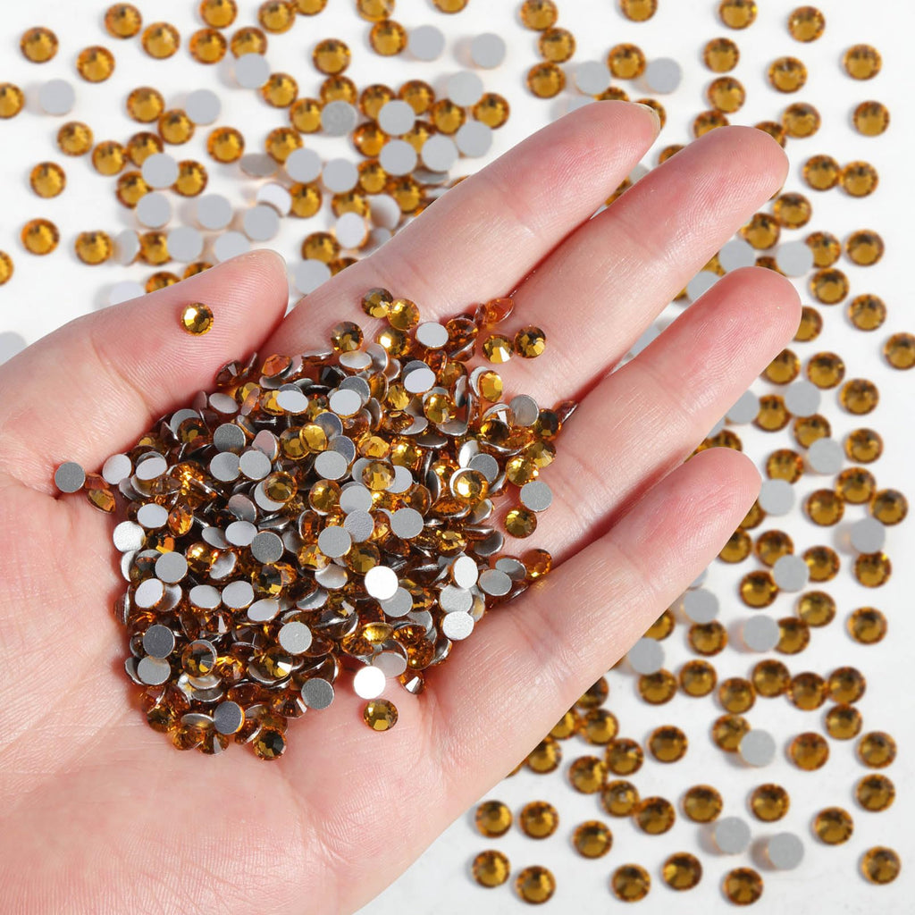 BEADSLAND Flatback Rhinestones Bulk Topaz SS10 2.7-2.9mm – 14,400pcs
