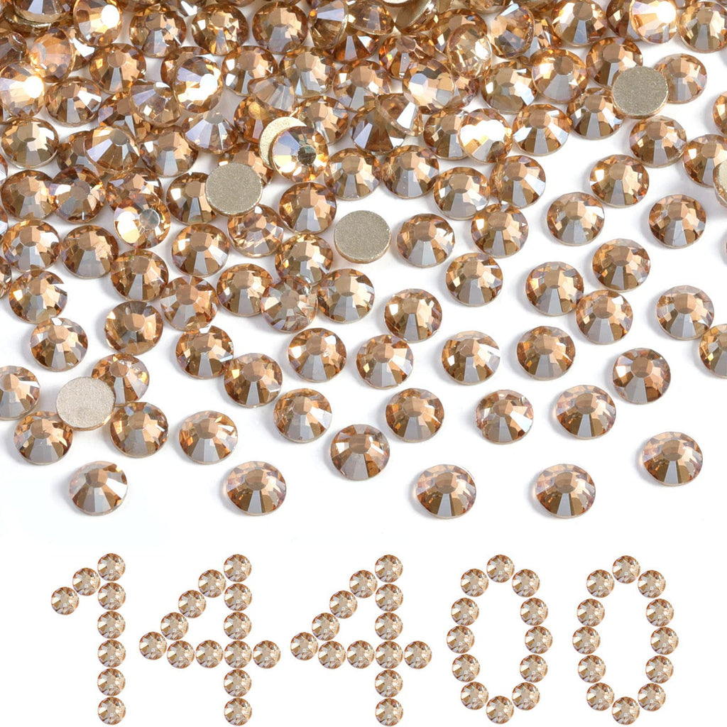 BEADSLAND Beadsland Flatback Rhinestones Bulk 14,400pcs Gold SS6 1.9-2.1mm for Nails, Crafts & DIY Decoration