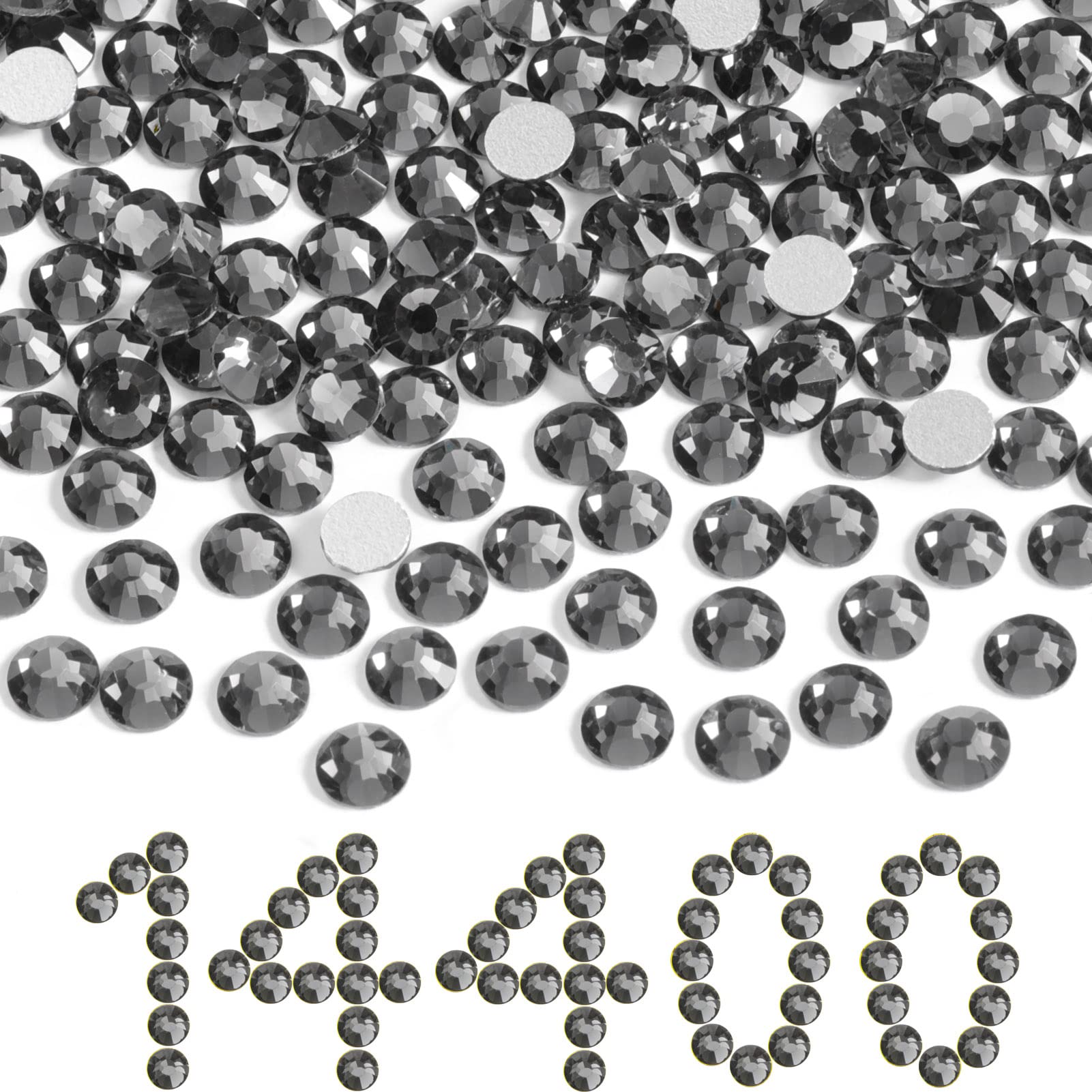 Beadsland Flatback Rhinestones Bulk – 14,400 Gray SS10 2.7-2.9mm for Nails & DIY