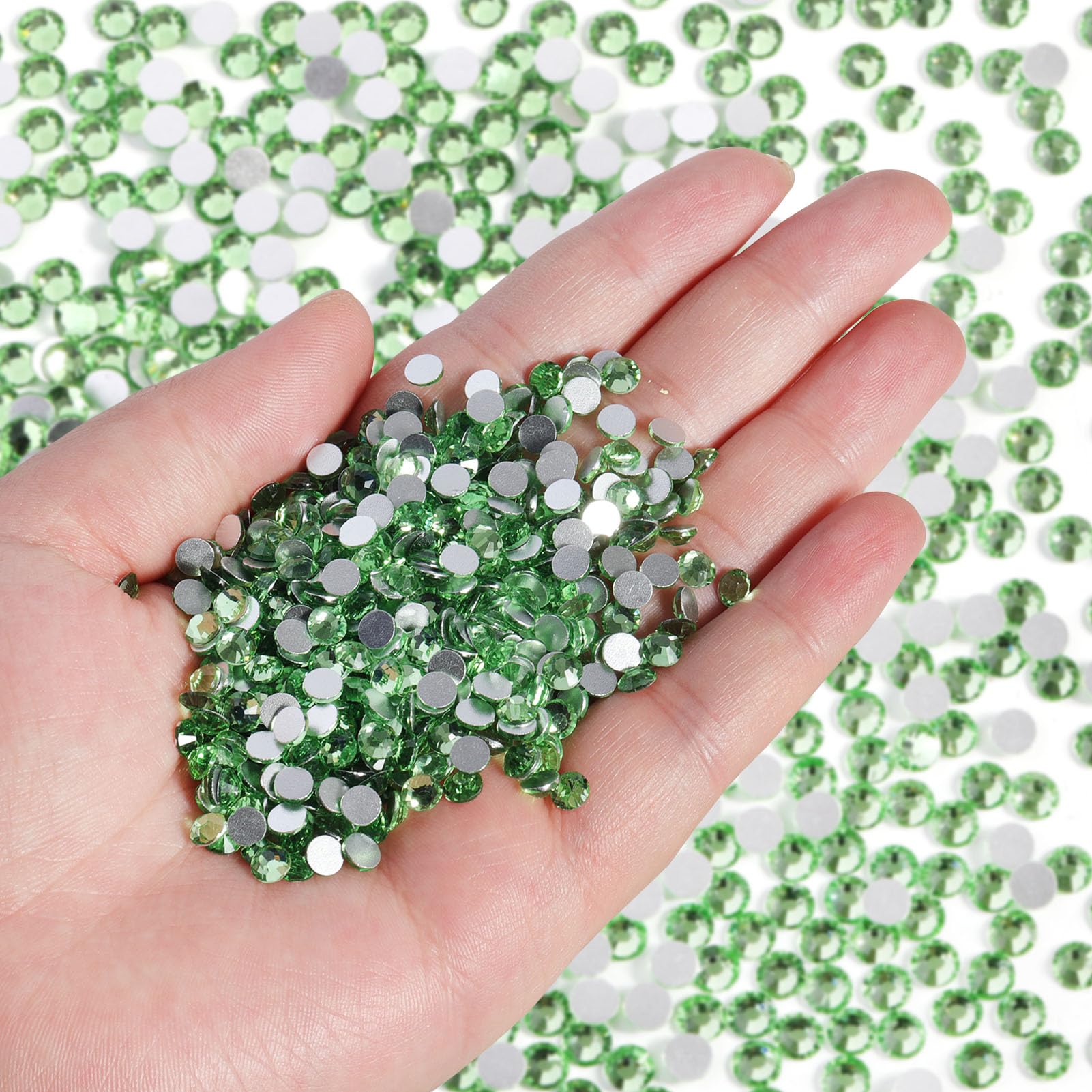 BEADSLAND 14400pcs Flatback Green Rhinestones SS10 2.7-2.9mm for Nails, Crafts & DIY