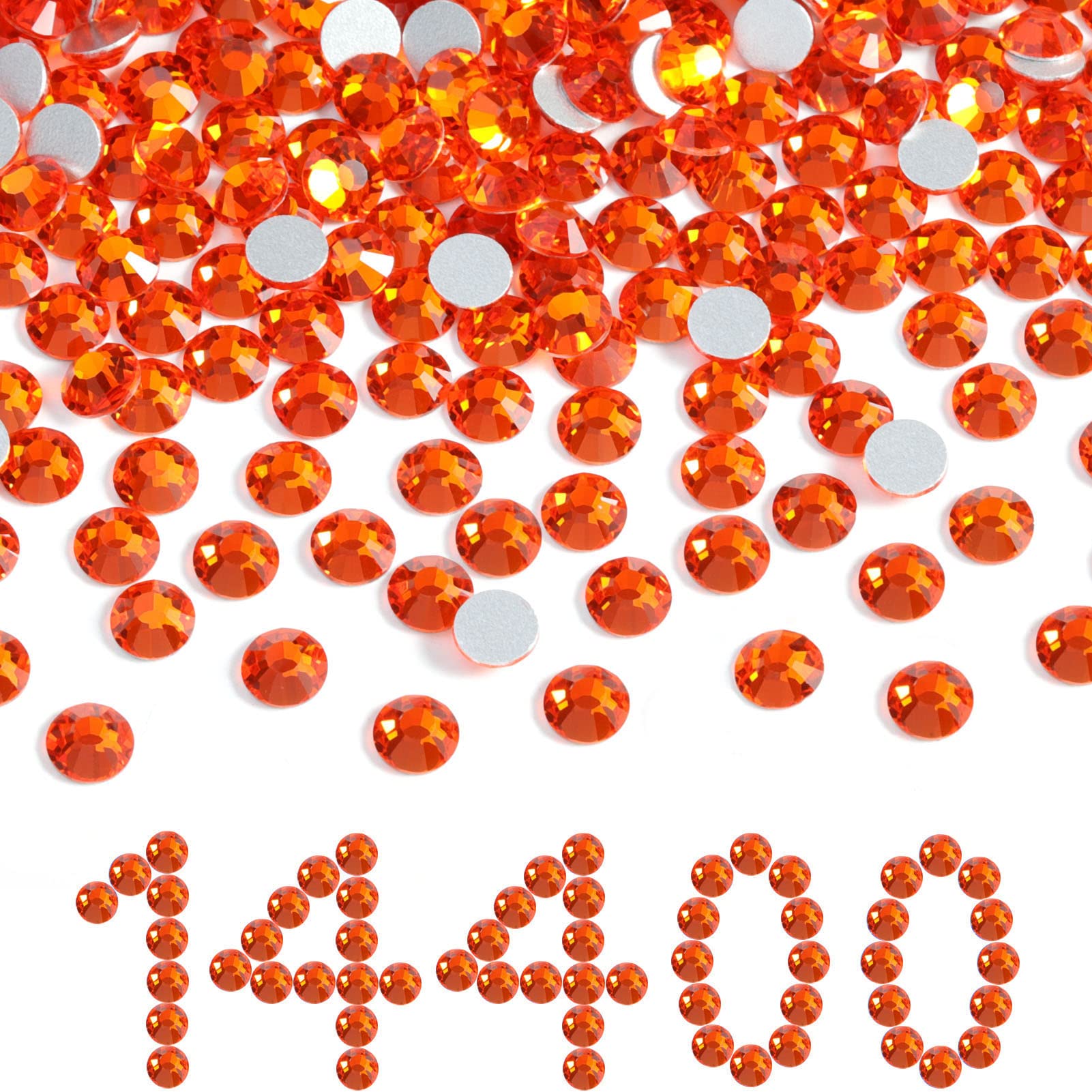 Beadsland Orange SS8 Flatback Rhinestones Bulk – 14,400pcs for Nails & Crafts