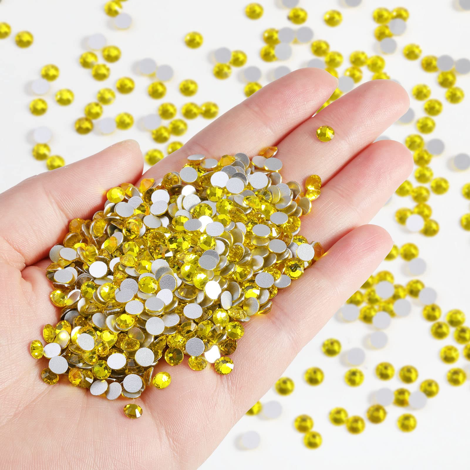 Beadsland Flatback Rhinestones Bulk – 14,400 Yellow SS10 2.7-2.9mm for Nails, Crafts, Clothes