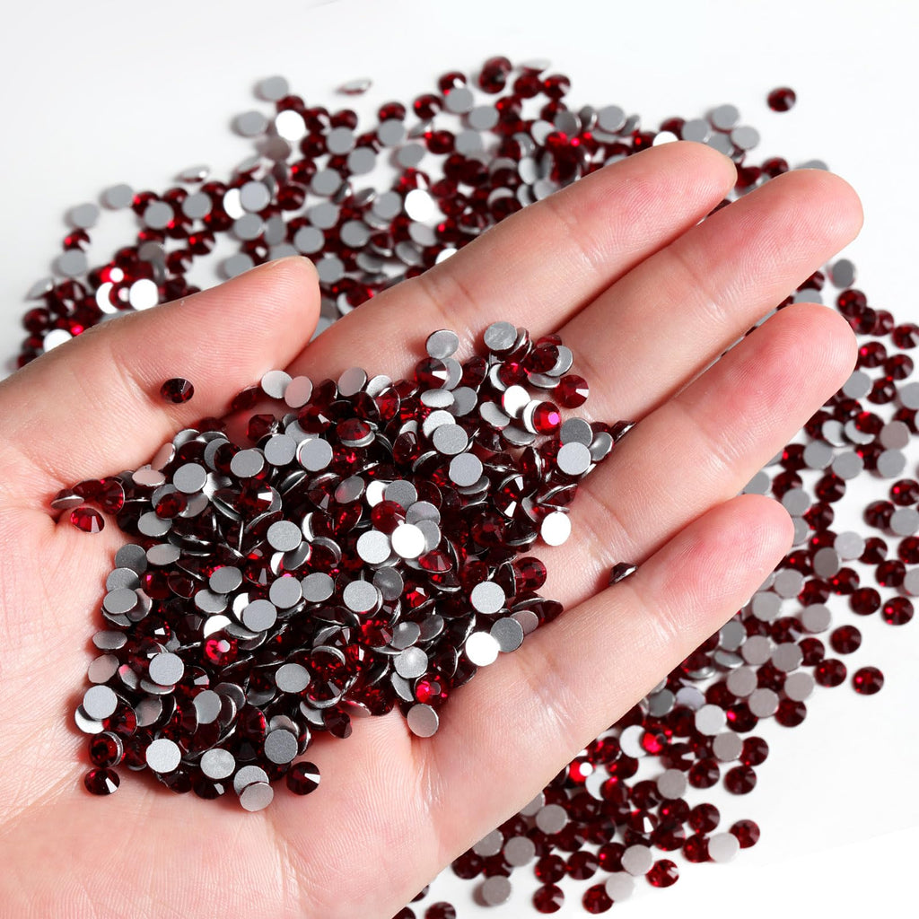 BEADSLAND Beadsland Flatback Rhinestones Bulk 14400 Red Dark Siam SS8 2.3-2.5mm for Nails & DIY Decor