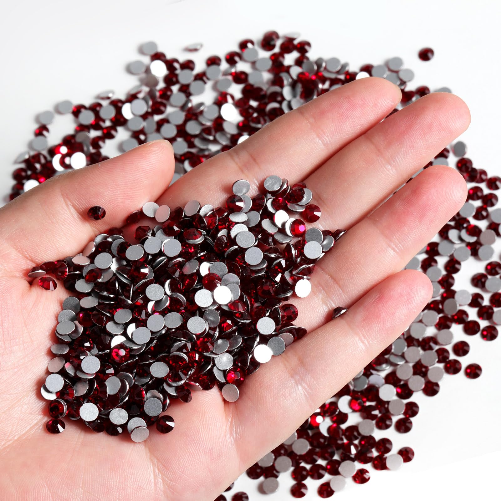 BEADSLAND Beadsland Flatback Rhinestones Bulk 14400 Red Dark Siam SS8 2.3-2.5mm for Nails & DIY Decor
